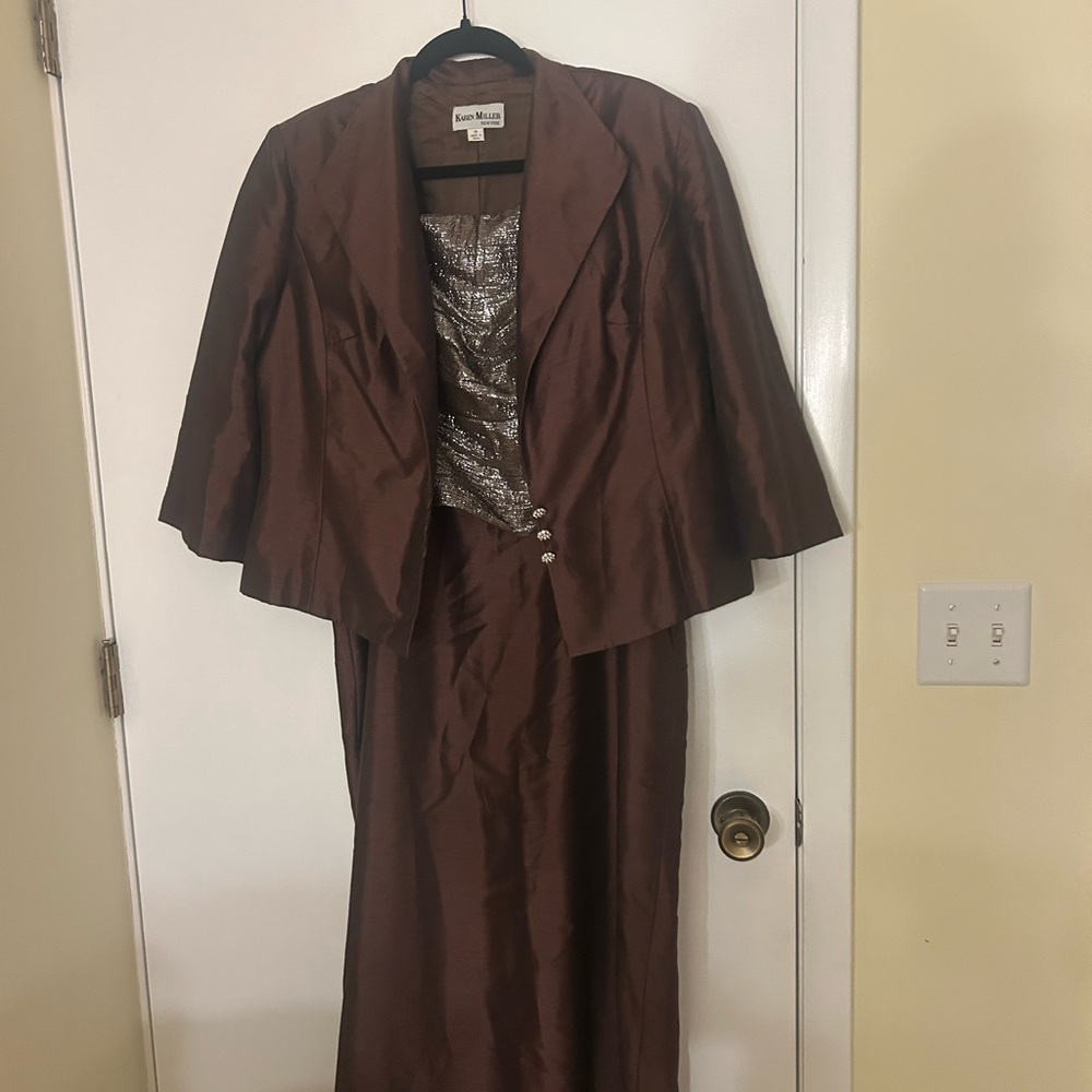 Elegant Brown and Silver Wedding Dress with Jacket